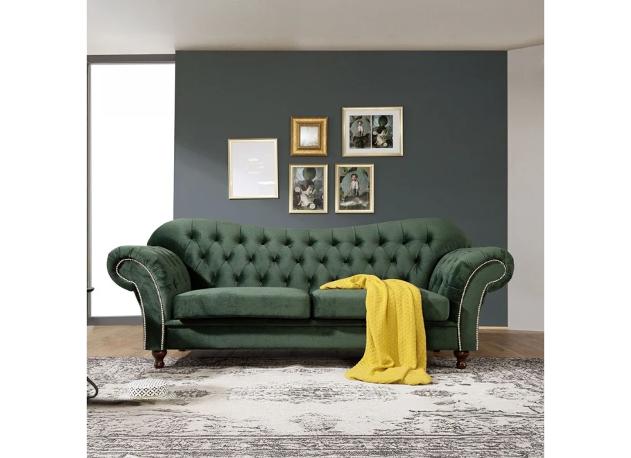 Sofa dwuosobowa z funkcją spania pikowana Chesterfield PARIS