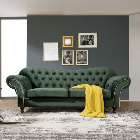 Sofa dwuosobowa z funkcją spania pikowana Chesterfield PARIS