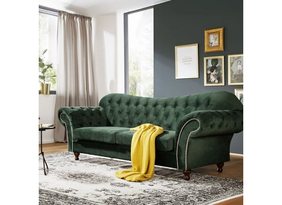 Sofa trzyosobowa z funkcją spania pikowana Chesterfield PARIS