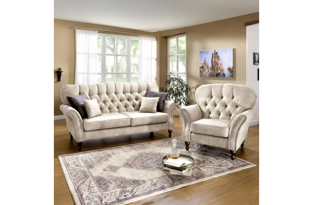 Sofa trzyosobowa pikowana glamour Chesterfield  BOGOTA - design i funkcjonalnosc w parze