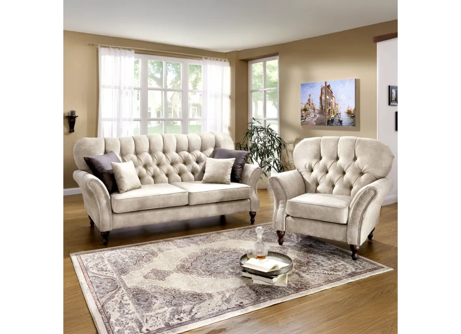 Sofa trzyosobowa pikowana glamour Chesterfield  BOGOTA