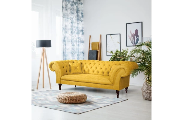 Sofa trzyosobowa pikowana Chesterfield PORTO - design i funkcjonalnosc w parze