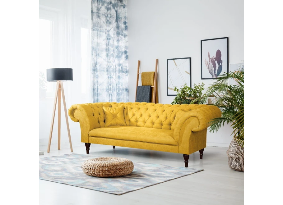 Sofa trzyosobowa pikowana Chesterfield PORTO
