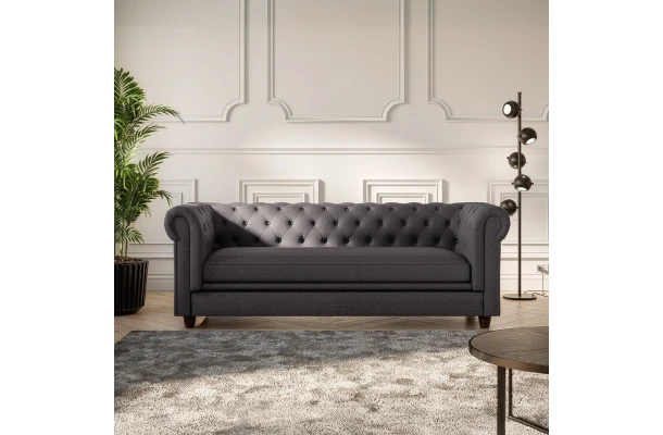 Sofa trzyosobowa z funkcją spania pikowana Chesterfield SYDNEY - design i funkcjonalnosc w parze
