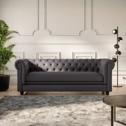 Sofa trzyosobowa z funkcją spania pikowana Chesterfield SYDNEY