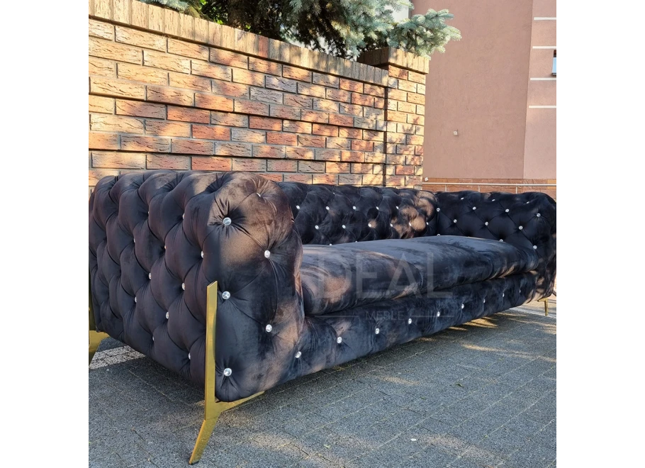 Sofa trzyosobowa pikowana glamour Chesterfield TEO HIGH BLINK 3