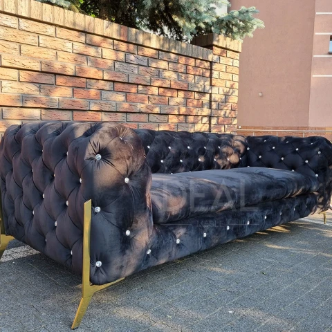 Sofa trzyosobowa pikowana glamour Chesterfield TEO HIGH BLINK 3