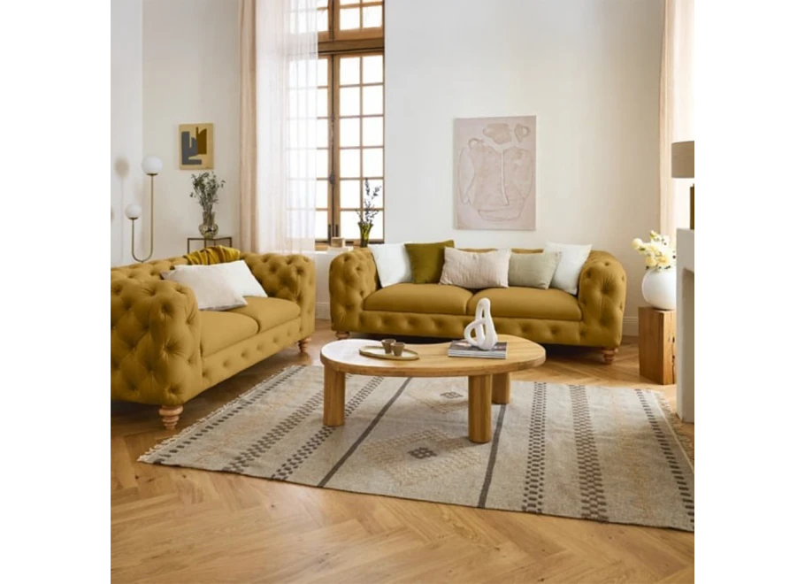 Sofa trzyosobowa pikowana TEO WOOD Chesterfield