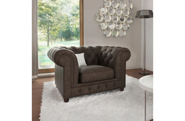 Chesterfield fotel pikowany SOLARIS - wygodne