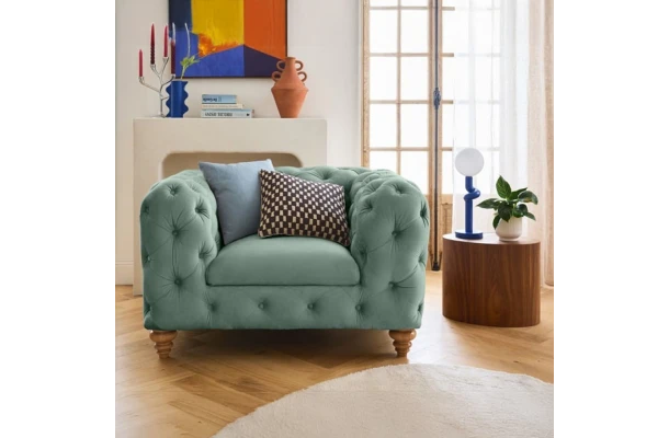 Fotel pikowany TEO WOOD Chesterfield - design i funkcjonalnosc w parze
