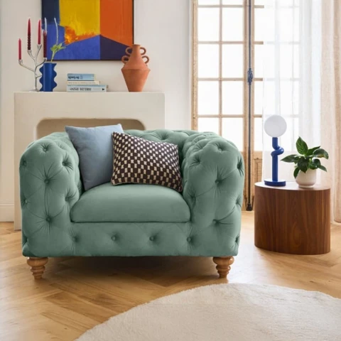 Fotel pikowany TEO WOOD Chesterfield