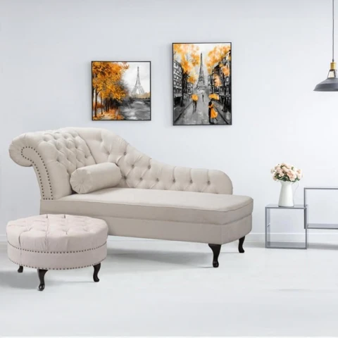 Szezlong Glamour Mona Eksluzywny Pikowany