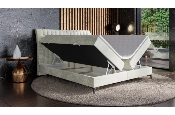 Łóżko kontynentalne pikowane glamour KOLIN - design i funkcjonalnosc w parze