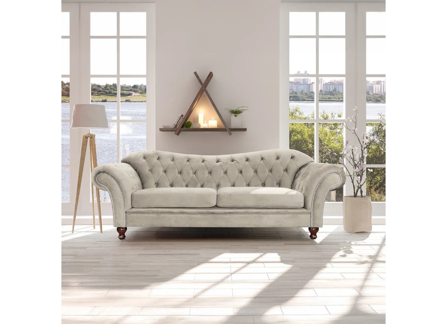 Sofa trzyosobowa pikowana Chesterfield PARIS