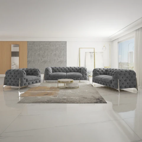 Zestaw mebli pikowanych Chesterfield luksusowy 3+2+1 KALIFORNIA