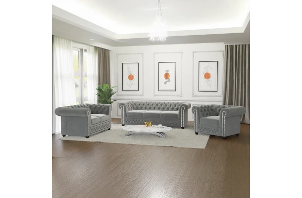 Zestaw mebli pikowanych Chesterfield 3+2+1 FELIX - wypoczynkowe