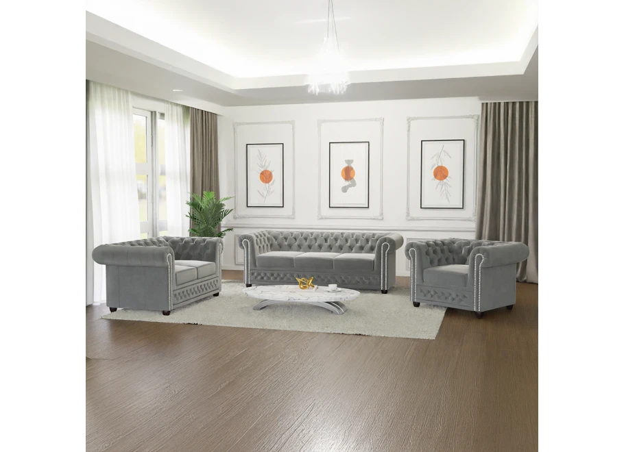 Zestaw mebli pikowanych Chesterfield 3+2+1 FELIX