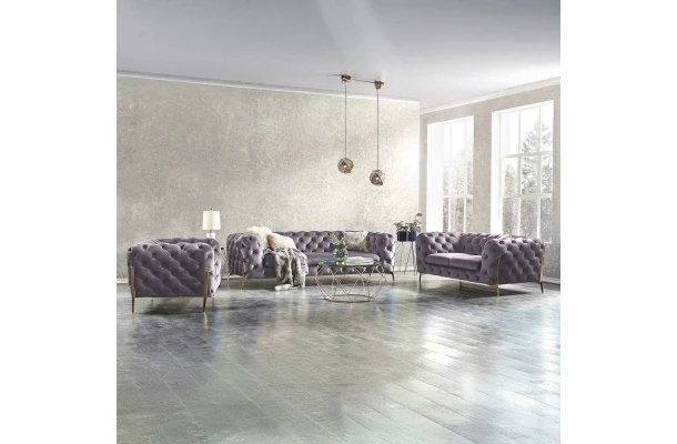 Zestaw mebli pikowanych glamour luksosowy 3+2+1 TEO HIGH - wypoczynkowe
