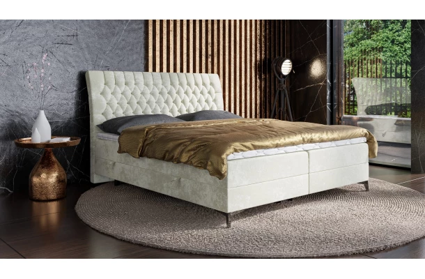 Łóżko kontynentalne pikowane glamour KOLIN - design i funkcjonalnosc w parze