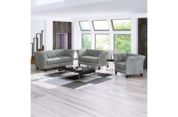 Zestaw mebli pikowanych glamour 3+2+1 HASSO - wypoczynkowe