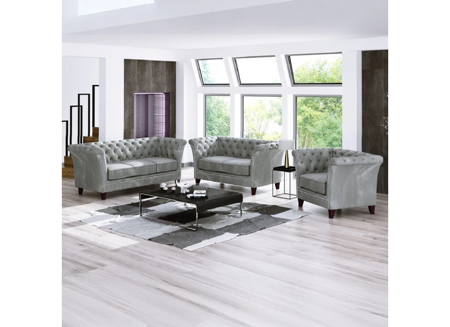 Zestaw mebli pikowanych glamour 3+2+1 HASSO