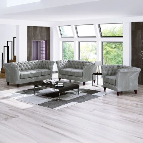 Zestaw mebli pikowanych glamour 3+2+1 HASSO