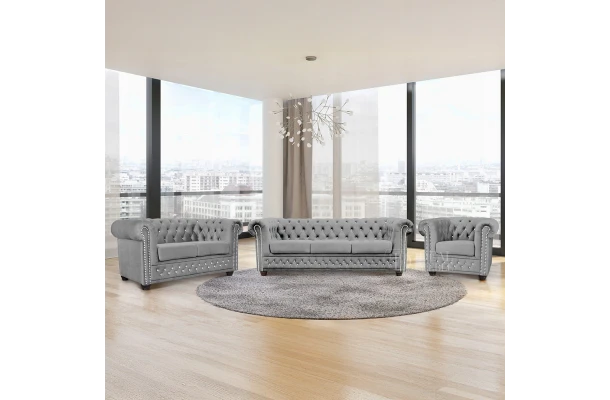 Zestaw mebli pikowanych Chesterfield 3+2+1 FELIX BLINK - design i funkcjonalnosc w parze