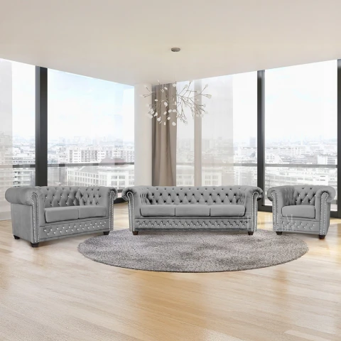 Zestaw mebli pikowanych Chesterfield 3+2+1 FELIX BLINK