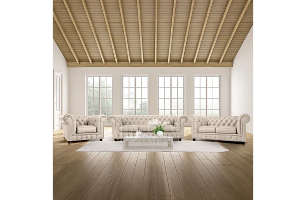 Zestaw mebli pikowanych glamour Chesterfield 3+2+1 SOLARIS - wypoczynkowe