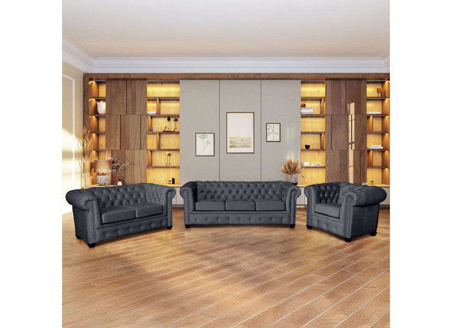 Zestaw mebli pikowanych glamour 3+2+1 VINCENT 2
