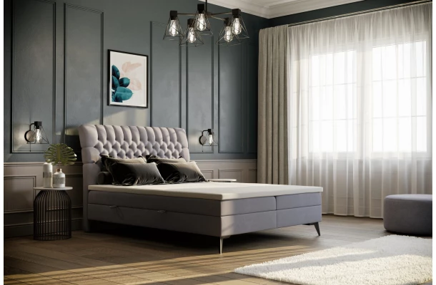Łóżko kontynentalne pikowane glamour KOLIN - design i funkcjonalnosc w parze