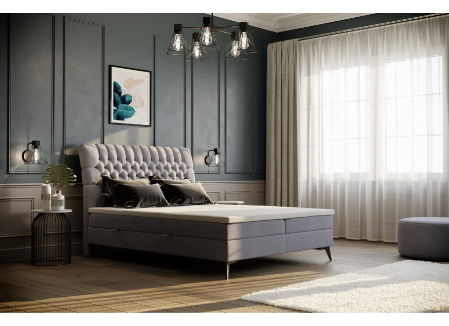 Łóżko kontynentalne pikowane glamour KOLIN 9