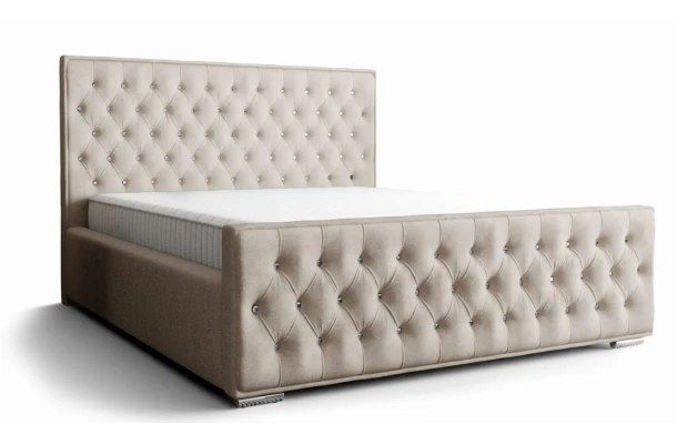 Łóżko tapicerowane z krzystałkami glamour MORI - design i funkcjonalnosc w parze