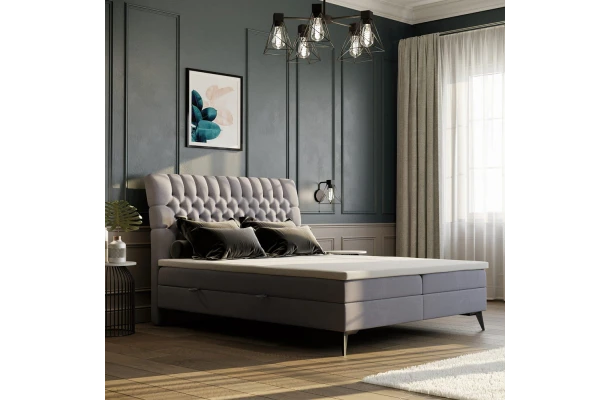 Łóżko kontynentalne pikowane glamour KOLIN - design i funkcjonalnosc w parze