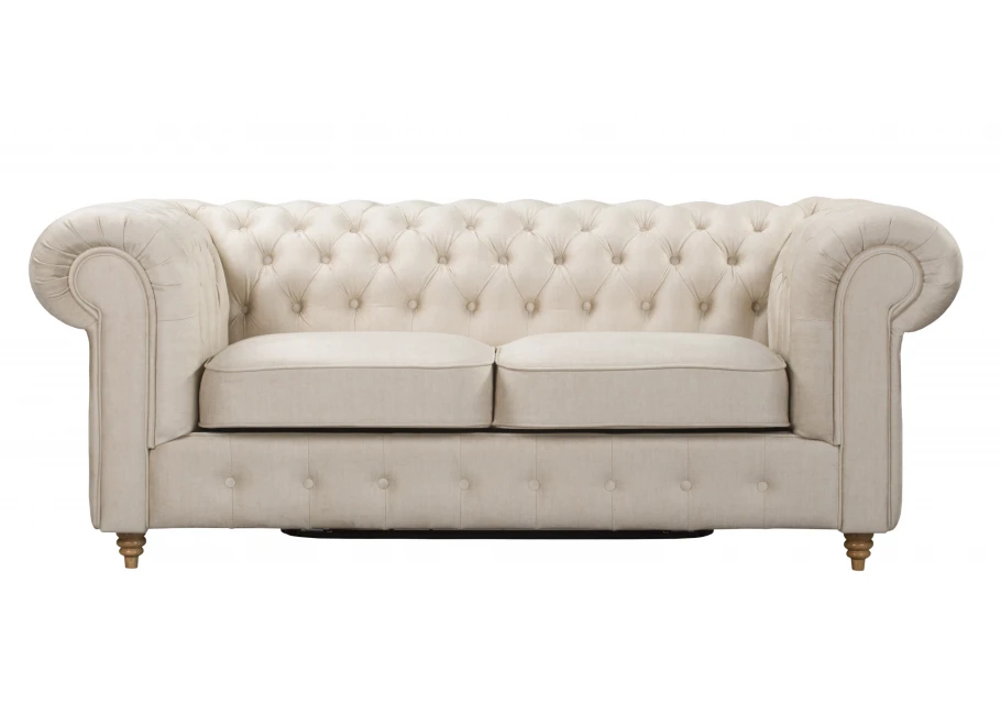 Sofa dwuosobowa pikowana Chesterfield z funkcją spania Fins