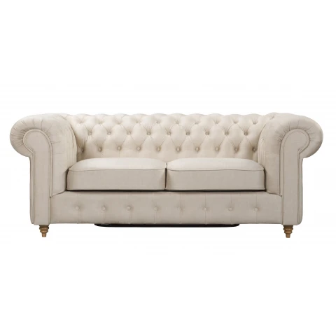 Sofa dwuosobowa pikowana Chesterfield z funkcją spania Fins