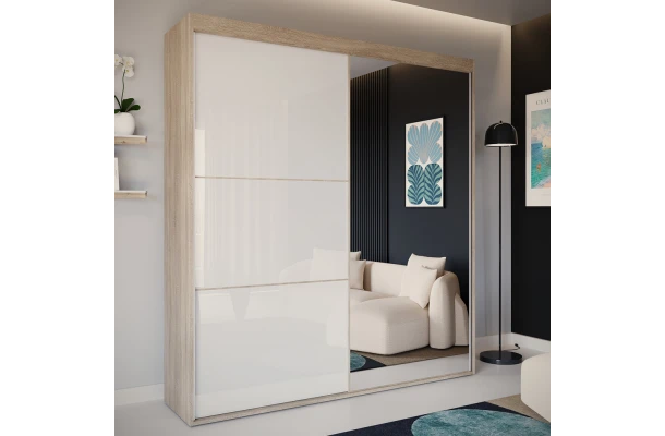 Szafa przesuwna dwudrzwiowa z lacobelem i lustrem na wymiar ASTERION - design i funkcjonalnosc w parze