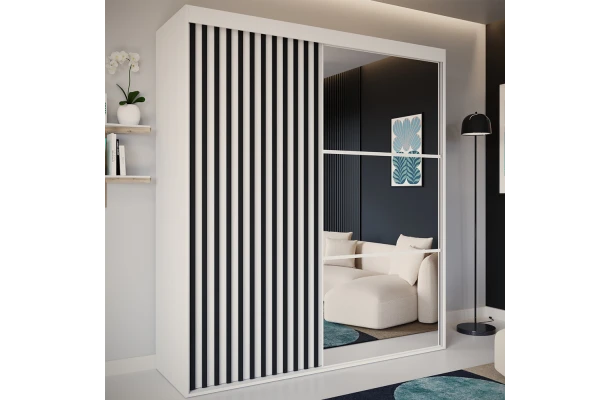 Szafa przesuwna dwudrzwiowa z lamelami i lustrem  na wymiar NUNKI - design i funkcjonalnosc w parze
