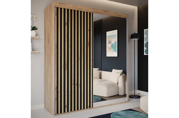 Szafa przesuwna dwudrzwiowa z lamelami i lustrem na wymiar ADARA - design i funkcjonalnosc w parze