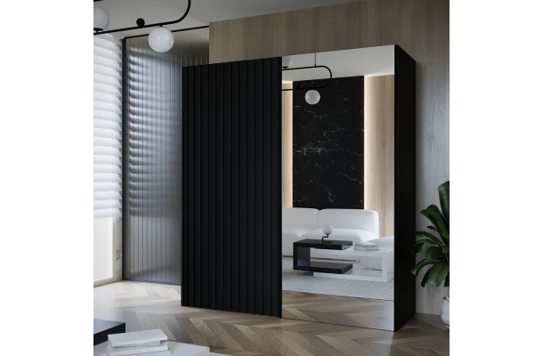 Szafa przesuwna dwudrzwiowa z lamelami i lustrem na wymiar ADARA PREMIUM - design i funkcjonalnosc w parze