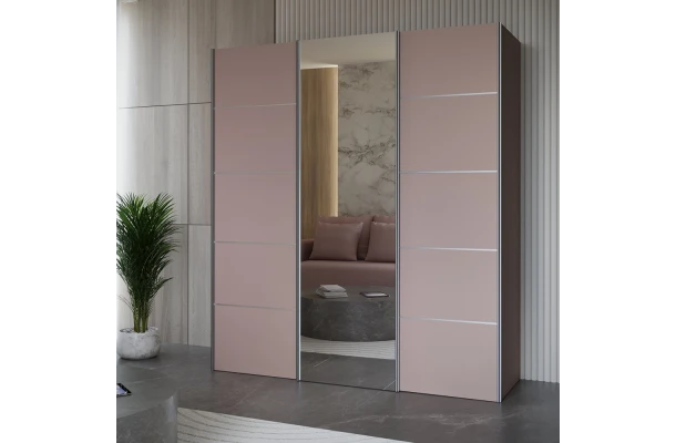 Szafa przesuwna trzydrzwiowa z listwami ozdobnymi i lustrem na wymiar NIKA PREMIUM - design i funkcjonalnosc w parze
