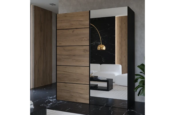 Szafa przesuwna dwudrzwiowa z listwami ozdobnymi i lustrem na wymiar MIRAM PREMIUM - design i funkcjonalnosc w parze