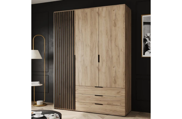 Szafa uchylna trzydrzwiowa z szufladami i lamelami na wymiar Lima - design i funkcjonalnosc w parze