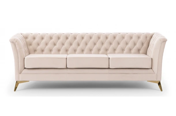 Sofa trzyosobowa pikowana Chesterfield HASSO BIS - indywidualna konfiguracja - trzyosobowe