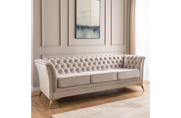Sofa trzyosobowa pikowana Chesterfield HASSO BIS - indywidualna konfiguracja - sofy