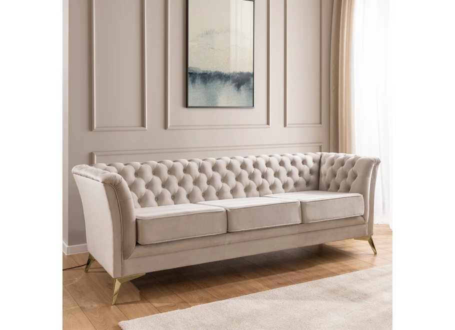 Sofa trzyosobowa pikowana Chesterfield HASSO BIS - indywidualna konfiguracja