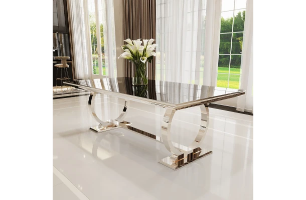 Stół hugo glamour srebrny 160x90 z czarnym blatem - design i funkcjonalnosc w parze