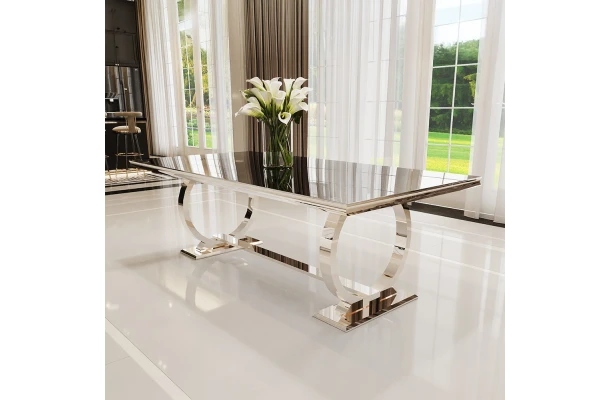 Stół hugo glamour srebrny z czarnym blatem 160x90 + wkładka 100 cm - design i funkcjonalnosc w parze