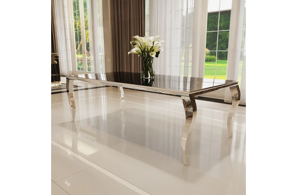 Stół elegance glamour srebrny z czarnym szkłem 160x90 - design i funkcjonalnosc w parze