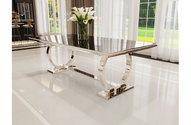Stół hugo glamour srebrny z czarną szybą 160x90 - design i funkcjonalnosc w parze